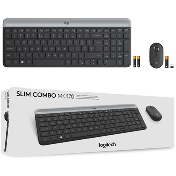Logitech MK470 - Ασύρματο Σετ Πληκτρολόγιο & Ποντίκι USB - Αγγλικό US - Μαύρο