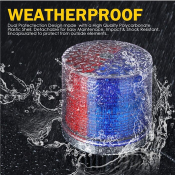 VenCore 6855-10002 - Αδιάβροχος Μαγνητικός Φάρος LED Διπλού Χρώματος Κόκκινο-Μπλε με Βύσμα Αναπτήρα Αυτοκινήτου 12-24V