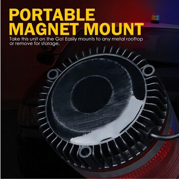 VenCore 6855-10002 - Αδιάβροχος Μαγνητικός Φάρος LED Διπλού Χρώματος Κόκκινο-Μπλε με Βύσμα Αναπτήρα Αυτοκινήτου 12-24V