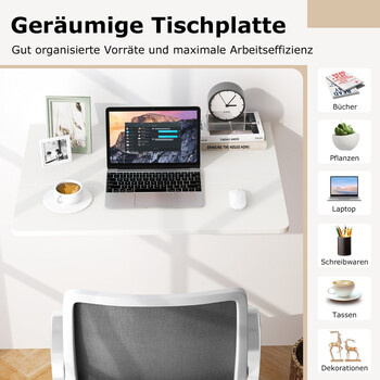 Costway  Πτυσσόμενο Γραφείο Εξοικονόμησης Χώρου με Ρυθμιζόμενη Επιφάνεια Εργασίας και Ανθεκτική Κατασκευή από Μασίφ Ξύλο CB10641WH