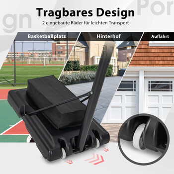 Costway Ρυθμιζόμενη σε ύψος μπασκέτα εξωτερικού χώρου με βάση και δίχτυα 135-305 cm SP38152