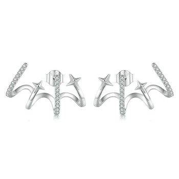 BAMOER σκουλαρίκια καρφωτά YIE223 με κυβική ζιρκόνια, ασήμι 925, ασημί
