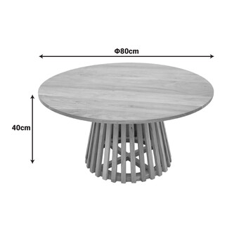 Τραπέζι σαλονιού Radiane pakoworld μασίφ ξύλο ακακίας σε φυσική απόχρωση Φ80x40εκ