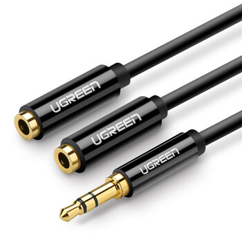 Ugreen AUX audio splitter 3.5mm jack cable AV123 25cm black (20816) (UGR20816)
