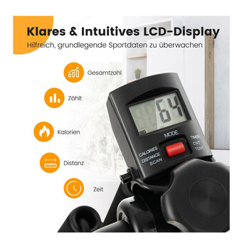 Διπλή Πεταλιέρα Χεριών - Ποδιών με Λάστιχα Αντίστασης 43-53 x 45 x 87-100 cm Costway FH10077YE