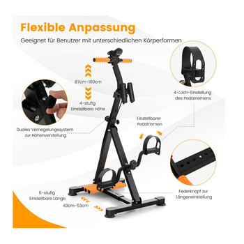 Διπλή Πεταλιέρα Χεριών - Ποδιών με Λάστιχα Αντίστασης 43-53 x 45 x 87-100 cm Costway FH10077YE