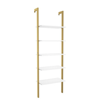 Επιτοίχια Μεταλλική Ραφιέρα Σκάλα με 5 Ξύλινα Ράφια 61 x 30 x 183 cm Costway JV11132GD