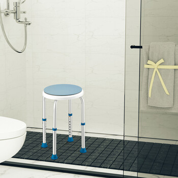 BAKAJI  Περιστρεφόμενο Σκαμπό Ντους Καθιστό Καρέκλα Μπάνιου Ρυθμιζόμενα Αντιολισθητικά Πόδια  02839531