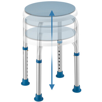 BAKAJI  Περιστρεφόμενο Σκαμπό Ντους Καθιστό Καρέκλα Μπάνιου Ρυθμιζόμενα Αντιολισθητικά Πόδια  02839531
