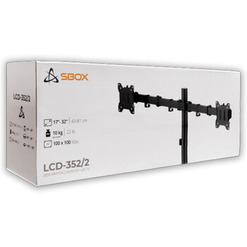 SBOX DESKTOP MOUNT 2xMONITORS 17'-32' MAX VESA 100x100