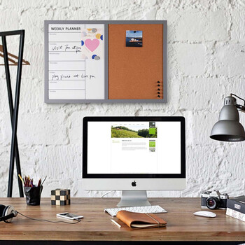 BAKAJI Πίνακας Ανακοινώσεων Μαγνητικός Λευκός και Φελλός Συνδυασμένος 60x40cm Σπίτι Γραφείο 02012498