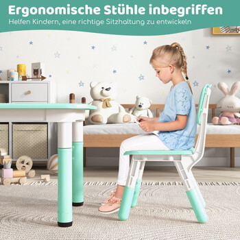 Costway Σετ Παιδικού Τραπεζιού και 4 Καρεκλών με Ρυθμιζόμενο Ύψος και Επιφάνεια Γκράφιτι HY10179GN