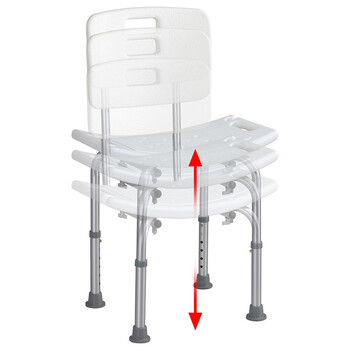 BAKAJI  Κάθισμα ντους με ρυθμιζόμενο ύψος πλάτης καρέκλα σκαμπό μπανιέρας ηλικιωμένων  02837459