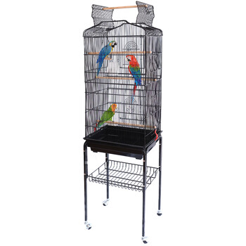 BAKAJI  Μαύρο Κλουβί Πουλιών για Παπαγάλους με Ανοιγόμενη Οροφή 46x35x148 εκ.  02840262