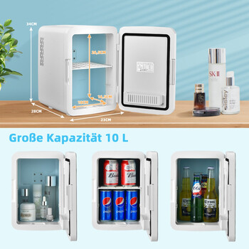 Costway  Πολυλειτουργικό Mini Ψυγείο με Καθρέφτη και Ρυθμιζόμενο Φωτισμό - 10L, Φορητό για Σπίτι και Αυτοκίνητο EP25581DE-WH