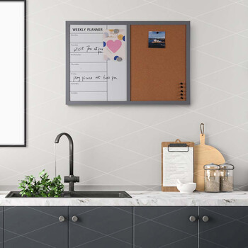 BAKAJI Πίνακας Ανακοινώσεων Μαγνητικός Λευκός και Φελλός Συνδυασμένος 60x40cm Σπίτι Γραφείο 02012498