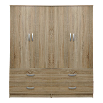 Ντουλάπα τετράφυλλη με συρτάρια Lego pakoworld sonoma 160x42x180εκ