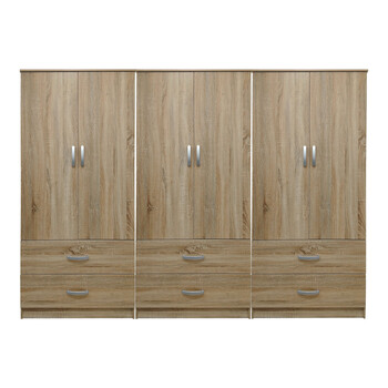 Ντουλάπα εξάφυλλη με συρτάρια Lego pakoworld sonoma 240x42x180εκ