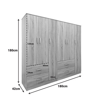 Ντουλάπα εξάφυλλη Lego pakoworld sonoma 180x42x180εκ