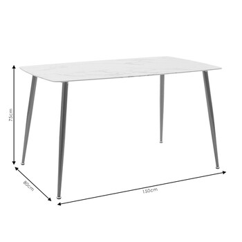 Τραπέζι Paris pakoworld οβάλ γυαλί 8mm λευκό μαρμάρου-χρυσό 150x80x75εκ