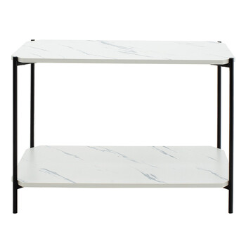 Βοηθητικό τραπέζι Mara MDF λευκό μαρμάρου-μαύρο 80x40x55cm