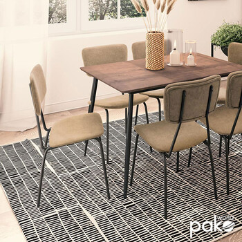 Καρέκλα Tania pakoworld ύφασμα μπεζ antique-μαύρο πόδι 4 τμχ