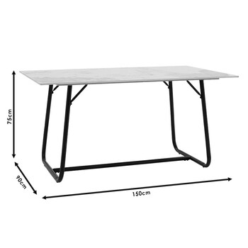 Τραπέζι Revello pakoworld sintered stone μαύρο μαρμάρου-μαύρο 150x90x75εκ