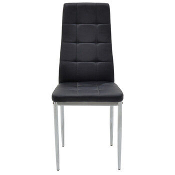 Καρέκλα Cube pakoworld PU μαύρο-πόδι χρωμίου 4 τμχ