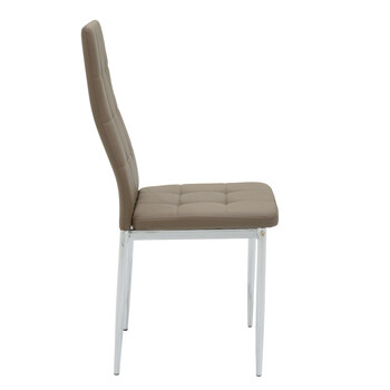 Καρέκλα Cube pakoworld PU μόκα-πόδι χρωμίου 4 τμχ