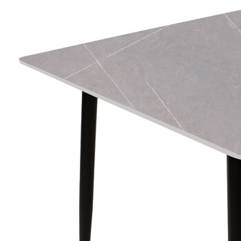 Τραπέζι Gustas pakoworld γκρι μαρμάρου sintered stone-μαύρο μέταλλο 160x80x75εκ