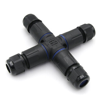 POWERTECH αδιάβροχος σύνδεσμος καλωδίων τροφοδοσίας TOOL-0114, τύπου σταυρός, 3pin, IP68, μαύρος