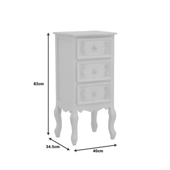 Κομοδίνο Pazlen Inart mdf σε λευκή αντικέ απόχρωση 40x34.5x82εκ