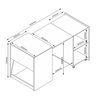 Πολυμορφικό ντουλάπι-γραφείο εργασίας Tivizual pakoworld πτυσσόμενο sonoma μελαμίνης 140x60x72εκ
