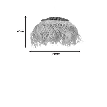 Φωτιστικό οροφής Hengiole Inart sisal σε φυσικό-μαύρο χρώμα Φ60x40εκ