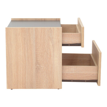 Κομοδίνο Comcie pakoworld σε φυσικό με γκρι απόχρωση 50x42x45.5εκ