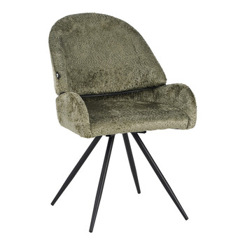 Καρέκλα περιστρεφόμενη Morea pakoworld μπουκλέ ύφασμα σε λαδί απόχρωση με μαύρα μεταλλικά πόδια 55x63.5x89.5εκ 2 τμχ
