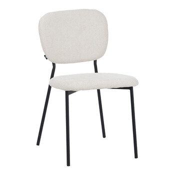 Καρέκλα Cathair pakoworld μπουκλέ ύφασμα σε μπεζ απόχρωση με μαύρα μεταλλικά πόδια 48x53x82εκ 4 τμχ