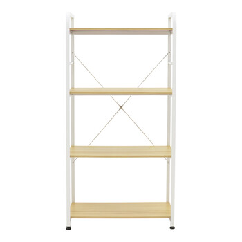 Ραφιέρα επιδαπέδια Depo pakoworld μέταλλο λευκό-mdf σε φυσική απόχρωση 60x40x120εκ