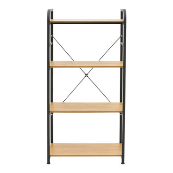 Ραφιέρα επιδαπέδια Depo pakoworld μέταλλο μαύρο-mdf σε oak απόχρωση 60x40x120εκ