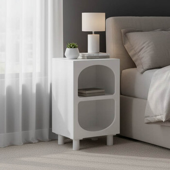 Κομοδίνο Emersi pakoworld MDF σε λευκή απόχρωση 40x32x70εκ