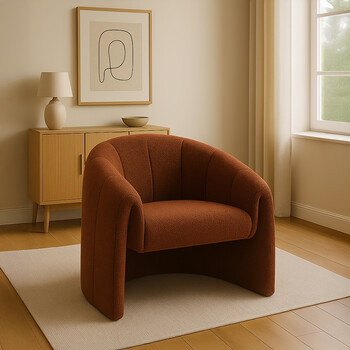 Πολυθρόνα Fassy pakoworld μπουκλέ ύφασμα σε κεραμιδί απόχρωση 80x66x80εκ