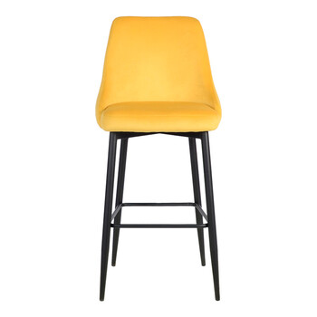 Σκαμπό μπαρ Zedna pakoworld κίτρινο βελούδο με μαύρα μεταλλικά πόδια 52x57x111εκ