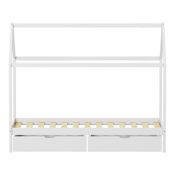 Παιδικό κρεβάτι Mellin τ. Montessori με 2 συρτάρια pakoworld ξύλο πεύκου σε λευκή απόχρωση 90x190εκ