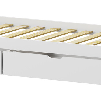 Παιδικό κρεβάτι Mellin τ. Montessori με 2 συρτάρια pakoworld ξύλο πεύκου σε λευκή απόχρωση 90x190εκ