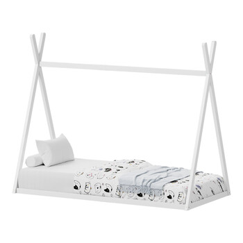 Παιδικό κρεβάτι Lilly τ. Montessori pakoworld ξύλο πεύκου σε λευκή απόχρωση 90x190εκ