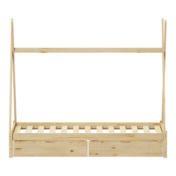 Παιδικό κρεβάτι Lalitto τ. Montessori με 2 συρτάρια pakoworld ξύλο πεύκου σε φυσική απόχρωση 90x190εκ