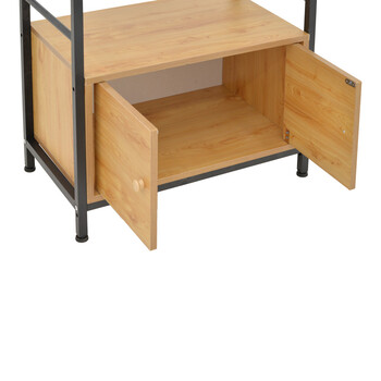 Ραφιέρα επιδαπέδια με ντουλάπι Kuili pakoworld μέταλλο μαύρο-mdf σε oak απόχρωση 60x36x121εκ