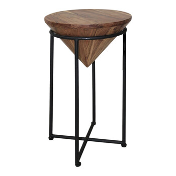 Βοηθητικό τραπέζι σαλονιού Miles I pakoworld μασίφ ξύλο ακακίας σε φυσική απόχρωση Φ31x53εκ