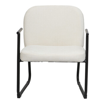 Πολυθρόνα Vindor pakoworld ύφασμα σε κρεμ απόχρωση με μαύρο μεταλλικό πόδι 65x68.5x79.5εκ