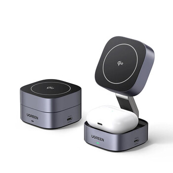 Ugreen Qi2 2-in-1 inductive charger W702 for Iphone AirPods 15W gray (35316) (UGR35316)